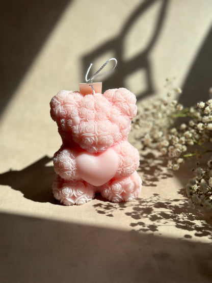 Bouquet of Roses Luxe Bear Candle